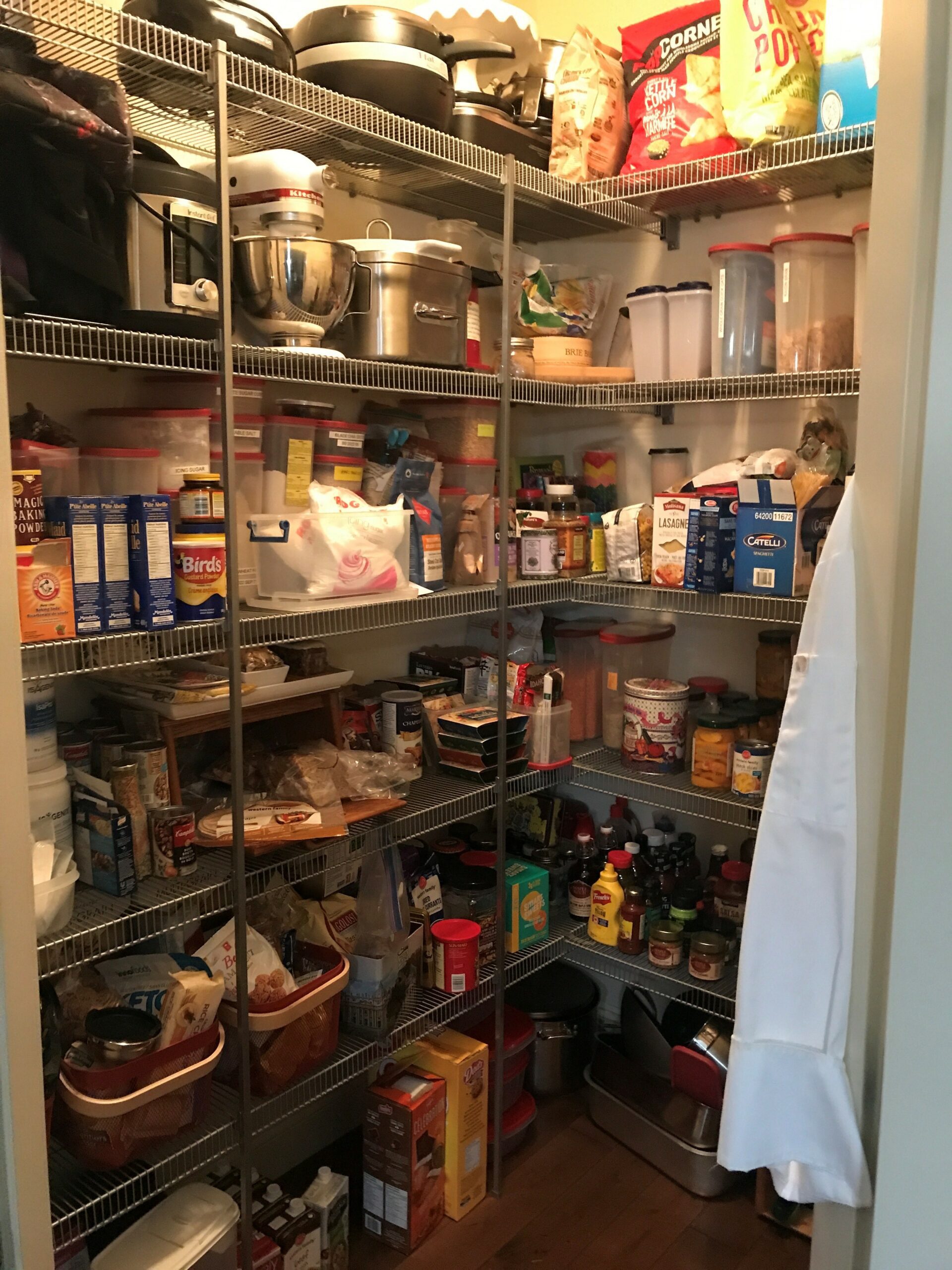 Before photo of a pantry shelving